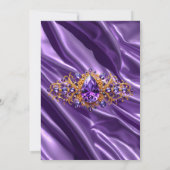 エレガントバースデーパーティーシルクパープルジュエル金ゴールド 招待状 (裏面)