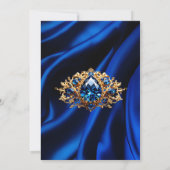 エレガントバースデーパーティーシルクブルー王室のジュエル金ゴールド 招待状 (裏面)