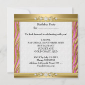 エレガントバースデーパーティーゼブラピンク金ゴールド 招待状 (裏面)