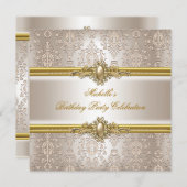 エレガントバースデーパーティーダマスクリームパール2 招待状 (正面/裏面)