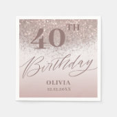 エレガントバースデーパーティーバラ金ゴールドグリッター スタンダードカクテルナプキン (正面)