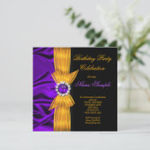 エレガントバースデーパーティーパープルシルクイエローオレンジ2 招待状 (スタンド正面)