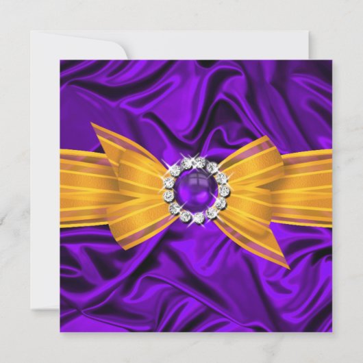 エレガントバースデーパーティーパープルシルクイエローオレンジ2 招待状 (裏面)