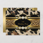 エレガントバースデーパーティーヒョウ金ゴールド動物 招待状