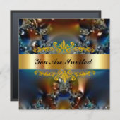 エレガントバースデーパーティーファンタジー金ゴールド 招待状 (正面/裏面)