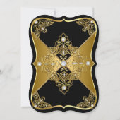 エレガントバースデーパーティーブラック金ゴールドエリートダイヤモンド3 招待状 (裏面)