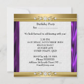 エレガントバースデーパーティーマゼンタパープルピンク金ゴールド 招待状 (裏面)