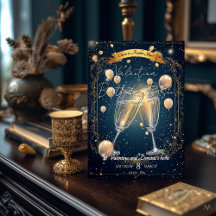 エレガントバースデーパーティー招待状シャンパントースト