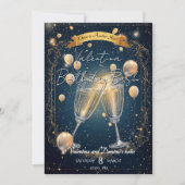 エレガントバースデーパーティー招待状シャンパントースト 招待状 (正面)