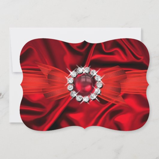 エレガントバースデーパーティー深いレッドシルクブラック3 招待状 (裏面)