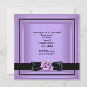 エレガントバースデーパーティー薄紫パープルバラブラック 招待状 (裏面)