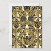 エレガントバースデーパーティー金ゴールドセピアブラックダマスク 招待状 (裏面)