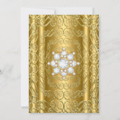 エレガントバースデーパーティー金ゴールドダイヤモンドジェム 招待状 (裏面)