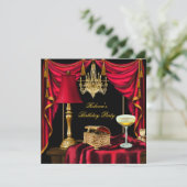 エレガントバースデーパーティー金ゴールドブラックレッドラグジュアリー 招待状 (スタンド正面)