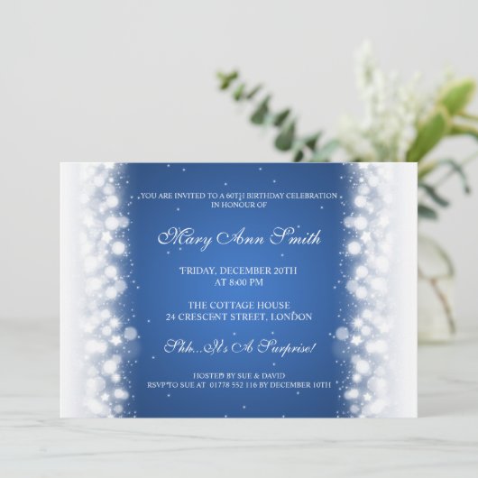 エレガントバースデーパーティー魔法スパークルブルー 招待状 (スタンド正面)