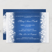 エレガントバースデーパーティー魔法スパークルブルー 招待状 (正面/裏面)