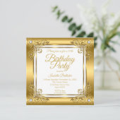 エレガントバースデーパーティ華美金ゴールドダイヤモンドジェム 招待状 (スタンド正面)