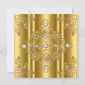 エレガントバースデーパーティ華美金ゴールドダイヤモンドジェム 招待状 (裏面)