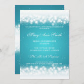 エレガントバースデーパーティ魔法スパークルターコイズ 招待状 (正面/裏面)