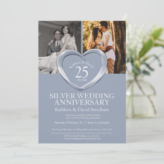 エレガントバーチッ結婚ク25周年 招待状 (スタンド正面)