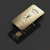 エレガントバーバーショップブラックフェイク金ゴールド鋏 名刺