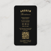 エレガントバーバーショップブラックフェイク金ゴールド鋏 名刺 (裏面)