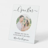 エレガントバーパーソナライズされた写真の結婚開く 台座サイン (正面)