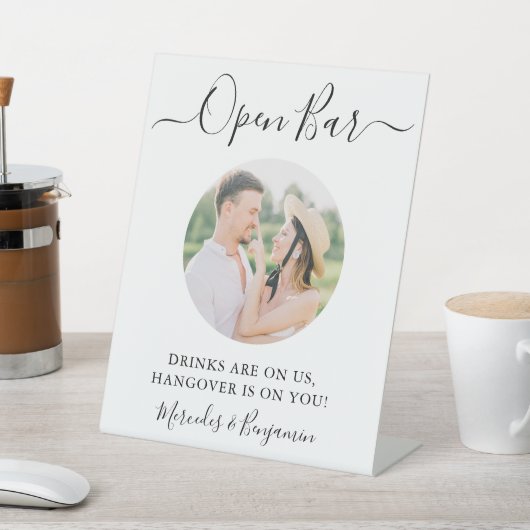 エレガントバーパーソナライズされた写真の結婚開く 台座サイン (インサイチュ)