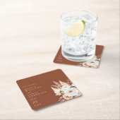 エレガントバーントオレンジテラコッタフローラ結婚ズ スクエアペーパーコースター (インサイチュ)