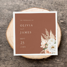 エレガントバーントオレンジテラコッタフローラ結婚ズ スタンダードカクテルナプキン