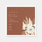 エレガントバーントオレンジテラコッタフローラ結婚ズ スタンダードカクテルナプキン (正面)