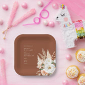 エレガントバーントオレンジテラコッタフローラ結婚ズ ペーパープレート (パーティー)