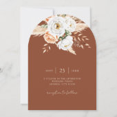 エレガントバーントオレンジテラコッタフローラ結婚ズ 招待状 (裏面)