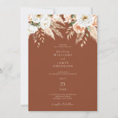 エレガントバーントオレンジテラコッタフローラ結婚ズ 招待状 (正面)