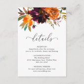 エレガントバーントオレンジブルゴーニュ秋フローラ結婚ズ エンクロージャーカード (正面)