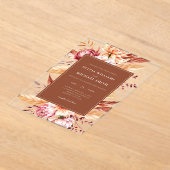 エレガントバーンドオレンジボホシックフローラ結婚ズ アクリル招待状 (レイダウン)