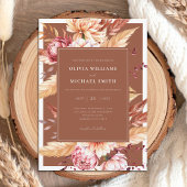 エレガントバーンドオレンジボホシックフローラ結婚ズ 招待状