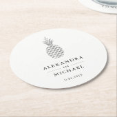 エレガントパイナップル結婚銀 ラウンドペーパーコースター (アングル)