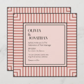 エレガントパウダピストライプックシンプル結婚ズ 招待状 (正面/裏面)