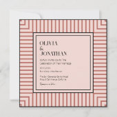 エレガントパウダピストライプックシンプル結婚ズ 招待状 (正面)