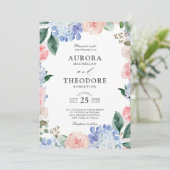 エレガントパウダーブルーピンクアジサイフォーマルズ結婚ス 招待状 (スタンド正面)