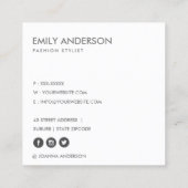 エレガントパシンプルール銀色プロフェッショナル スクエア名刺 (裏面)