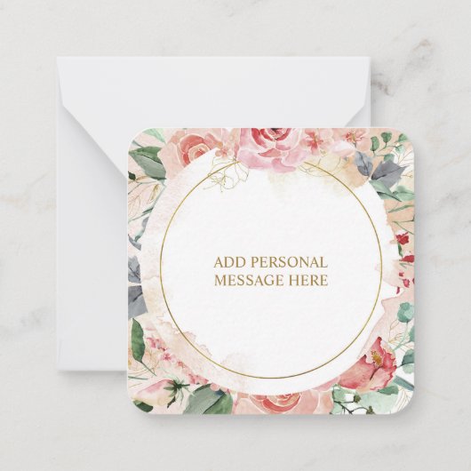 エレガントパステルカスタムフローラバラ「ありがとう」 ノートカード (裏面)