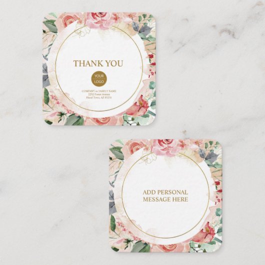 エレガントパステルカスタムフローラバラ「ありがとう」 ノートカード (正面/裏面)