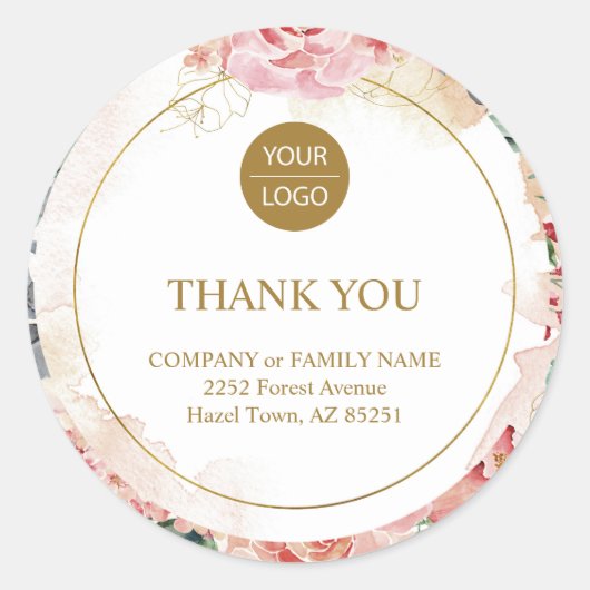 エレガントパステルカスタムフローラバラ「ありがとう」 ラウンドシール (正面)