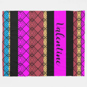 エレガントパターストライプンロマンチックボホバレンタイン フリースブランケット (正面(横))