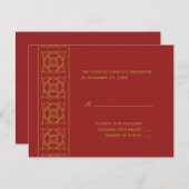 エレガントパターン（の模様が）あるインディアン 出欠カード (正面/裏面)