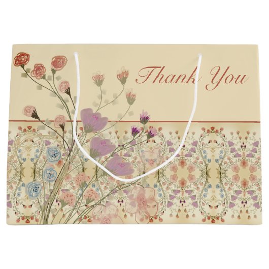 エレガントパターン（の模様が）ある ラージペーパーバッグ (正面)