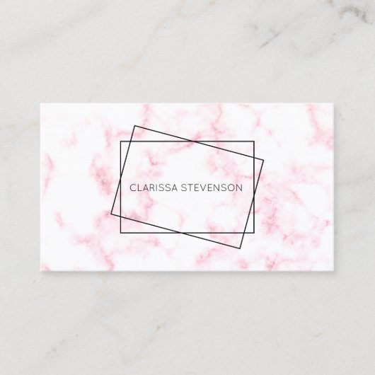 エレガントパモダンステルピンクと白大フェイク理石 名刺 (正面)
