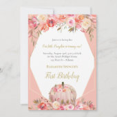 エレガントパンプキンファースト誕生日バラ金ゴールド 招待状 (正面)